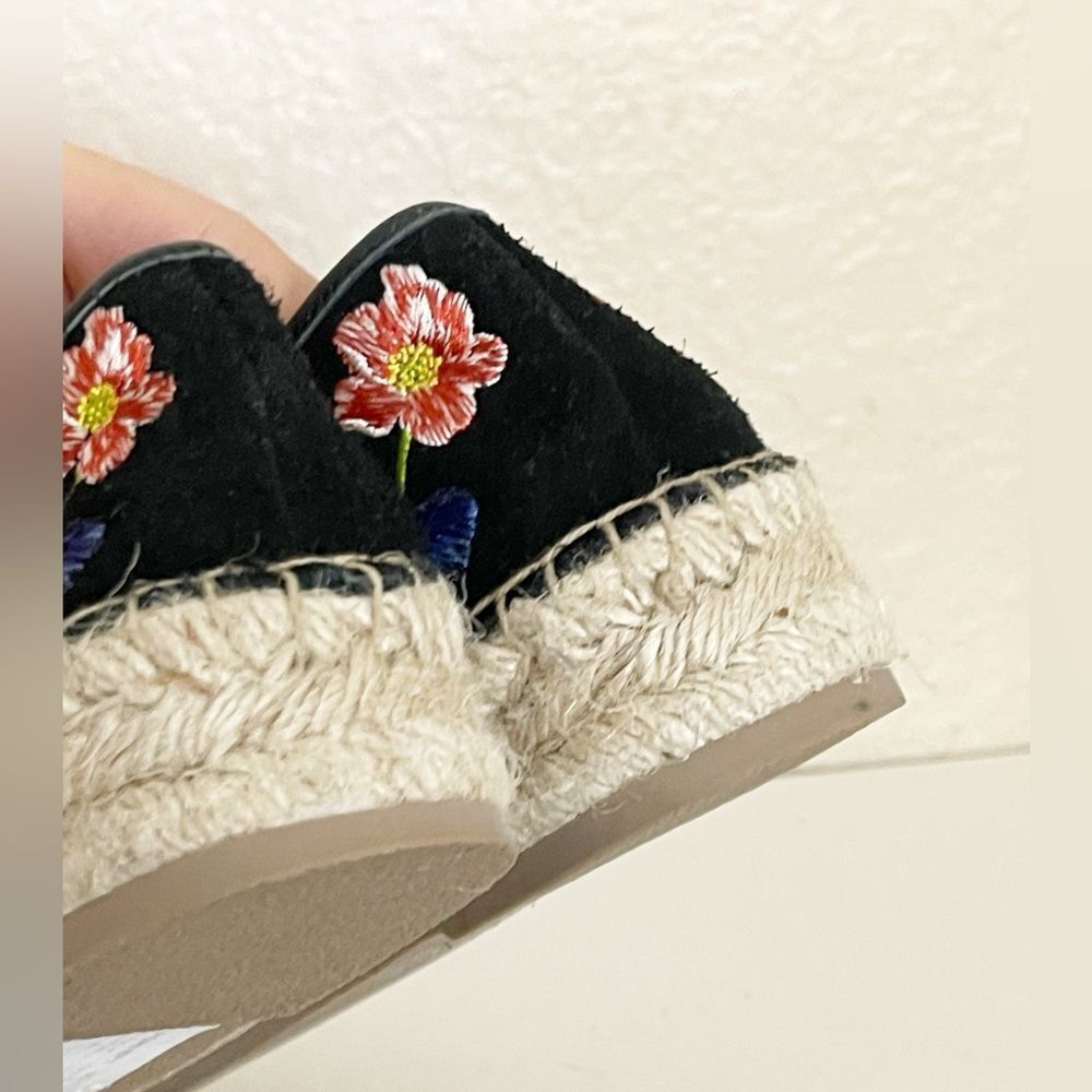 Johnny Was Garden black suede Leopard floral print Espadrilles 8 - Picture 8 of 12